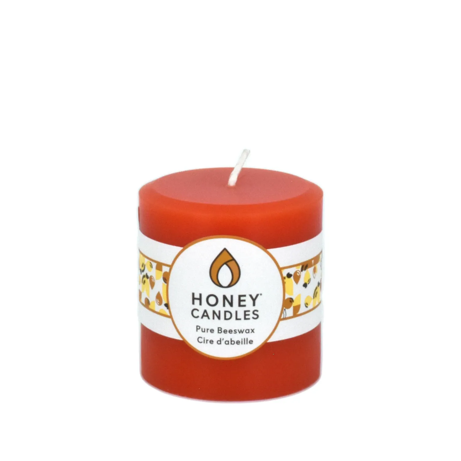 3" Round Tangerine Beeswax Pillar Candle