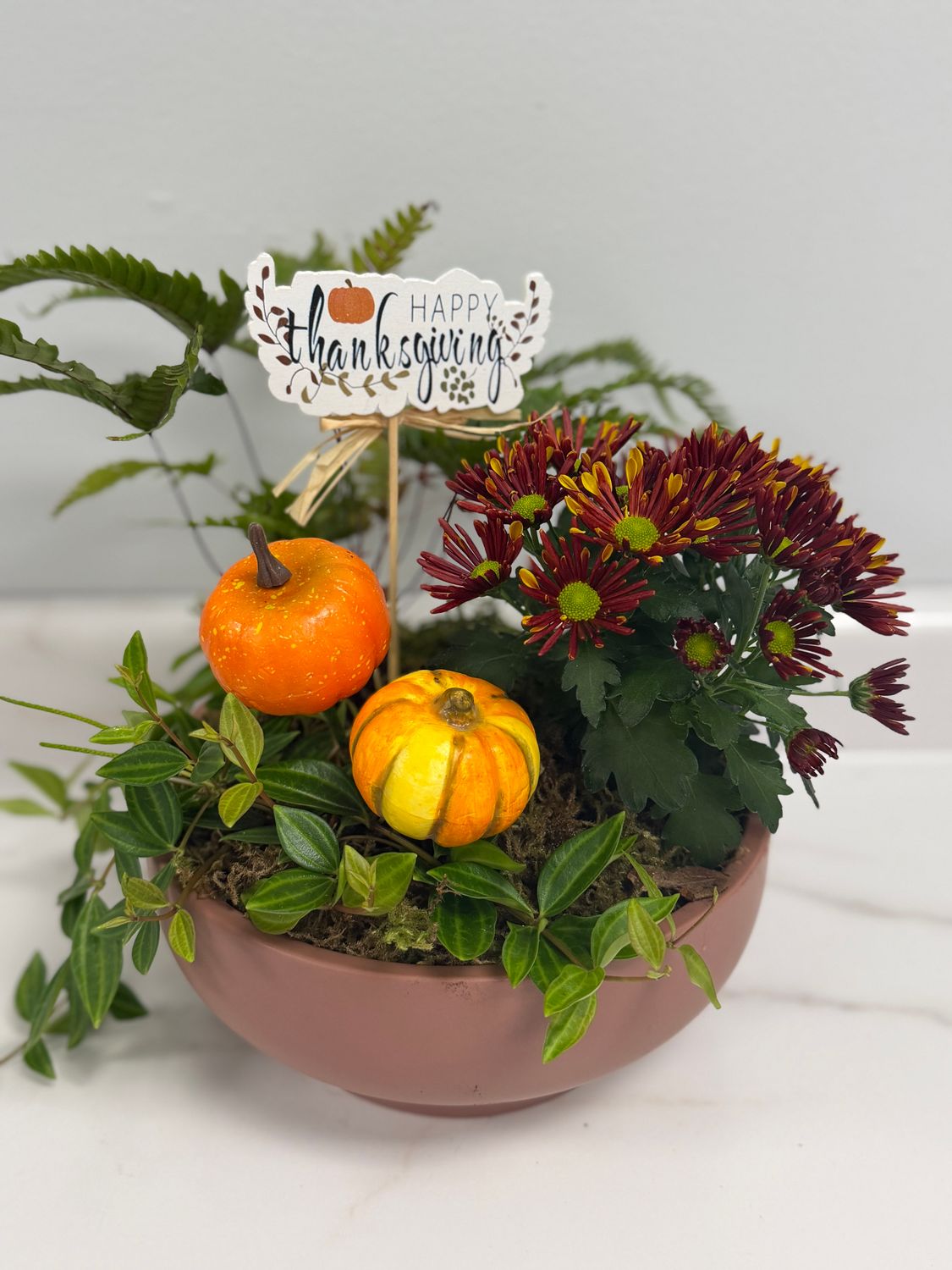 8" Thanksgiving Mixed Planter - Dusty Rose
