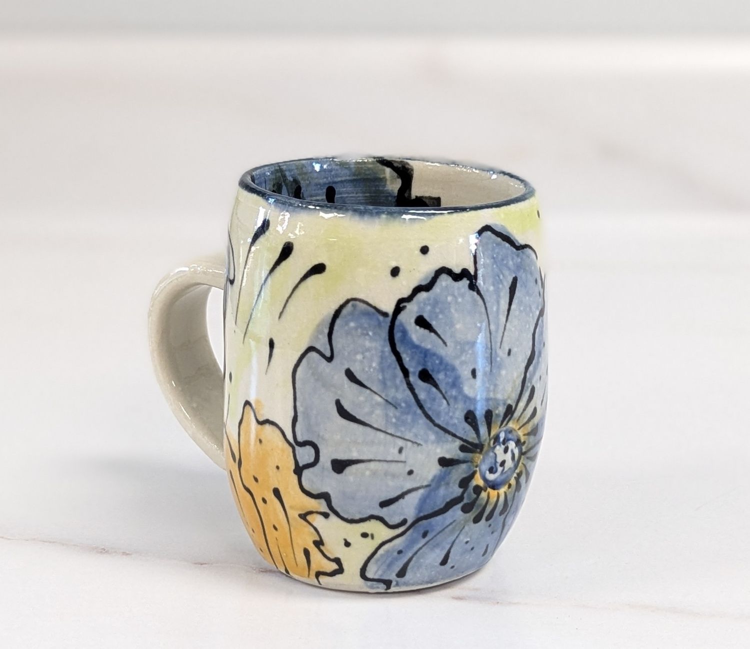 Painted Blue, Green, and Orange Mug