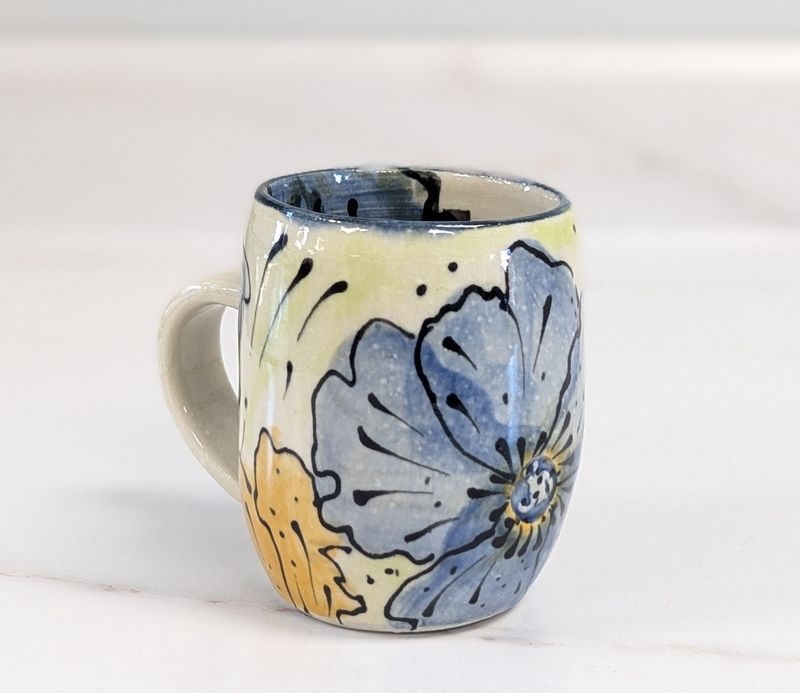 Painted Blue, Green, and Orange Mug