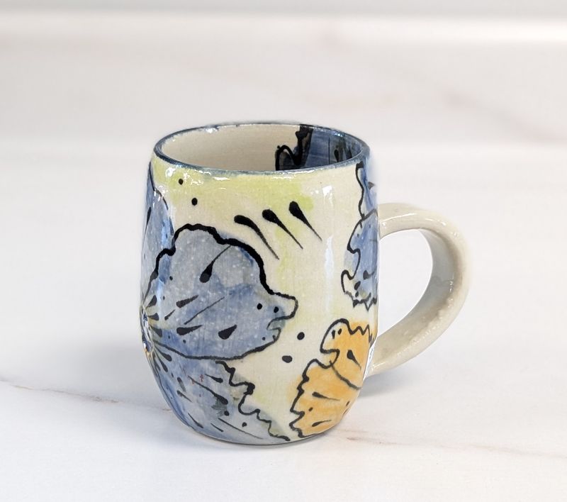 Painted Blue, Green, and Orange Mug
