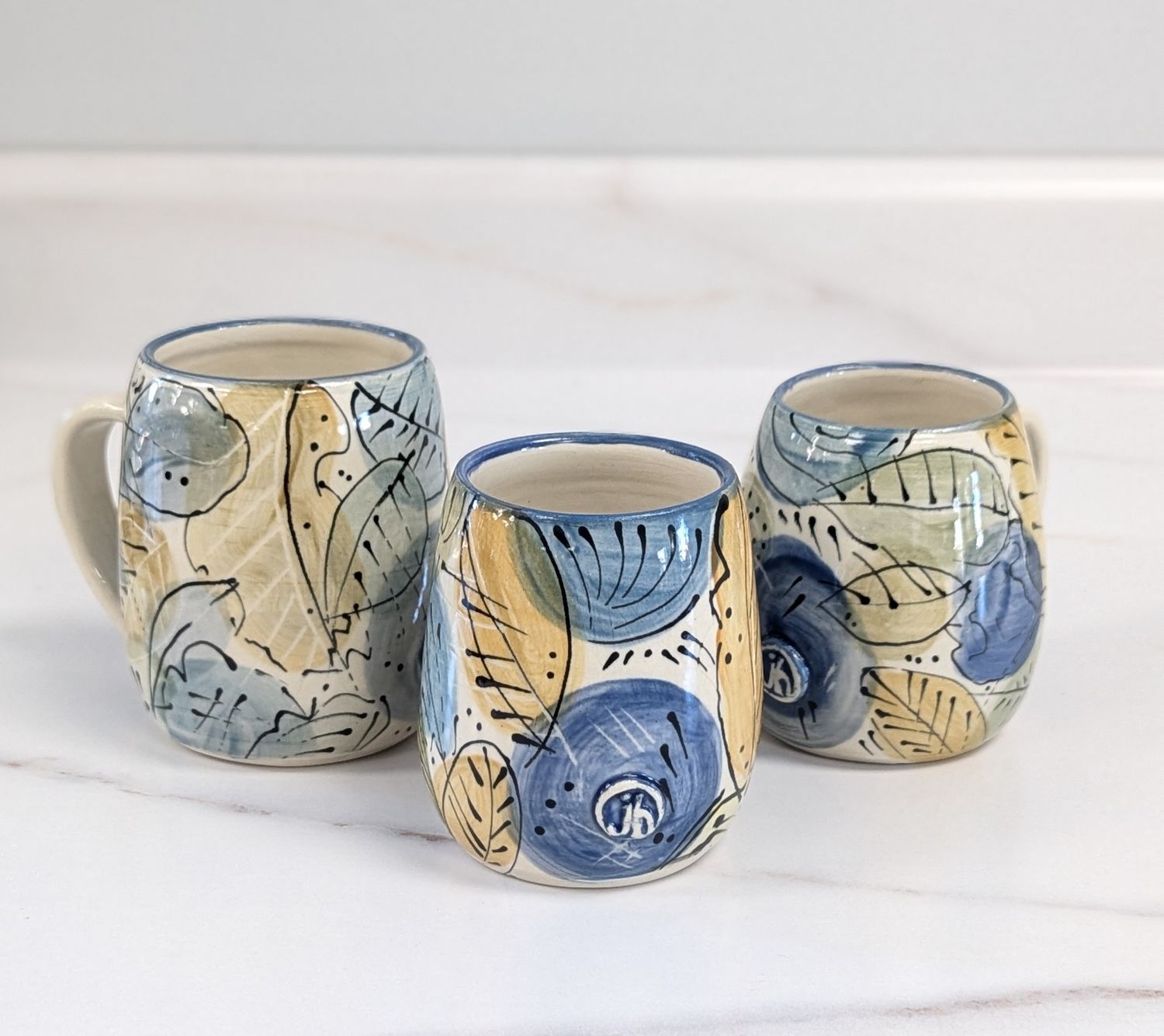 Painted Blue and Orange Foliage Mug