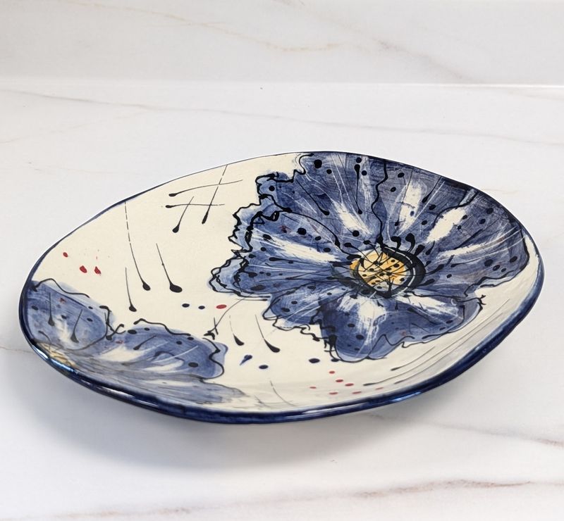 Medium Painted Blue Flower Plate