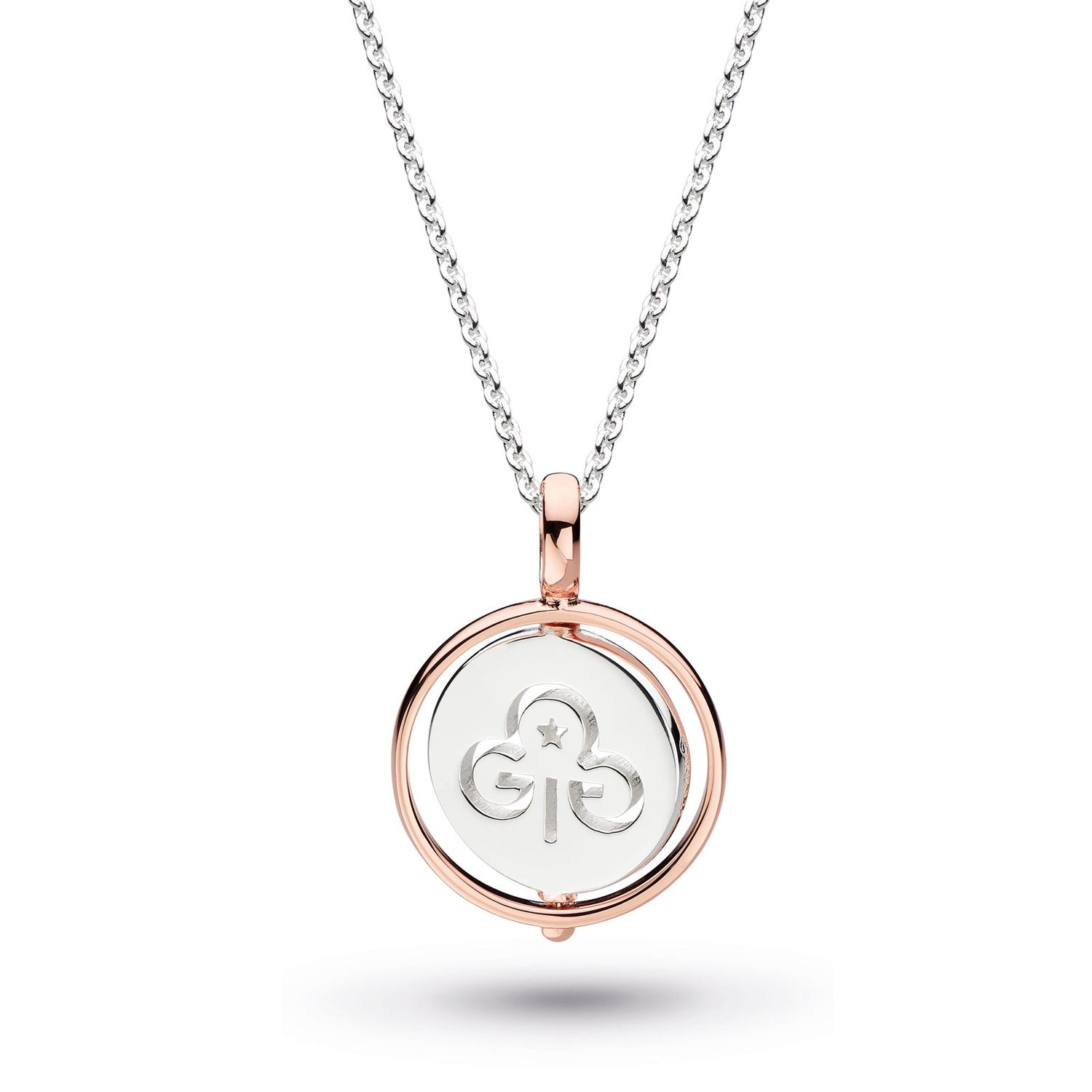 Spinner silver necklace with rose gold accents
