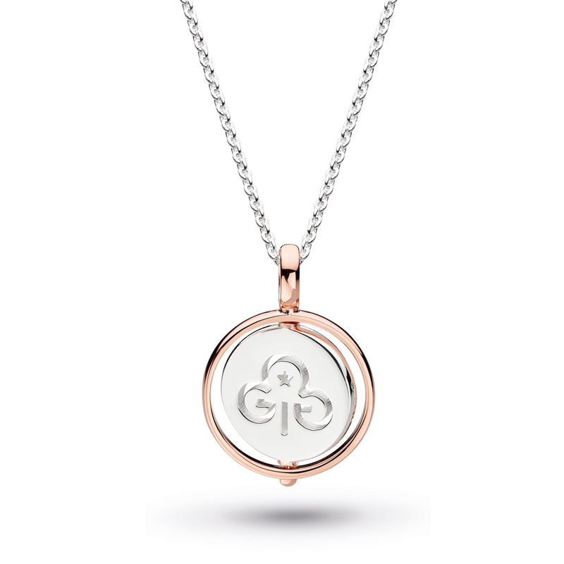Spinner silver necklace with rose gold accents