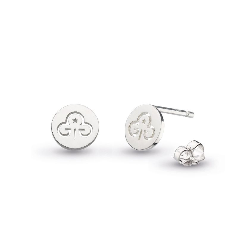 Stud earrings - silver with etched trefoil