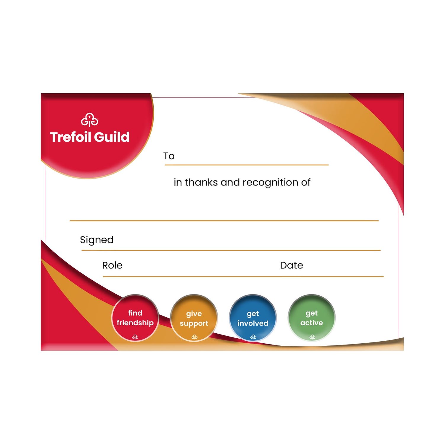 Trefoil guild thanks certificate