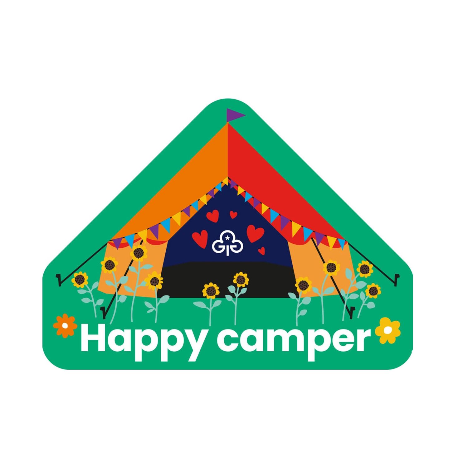 Happy camper woven badge