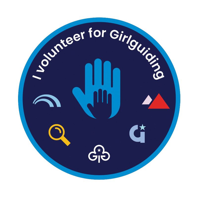 I volunteer for Girlguiding woven badge
