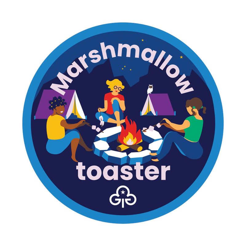 Marshmallow toaster woven badge