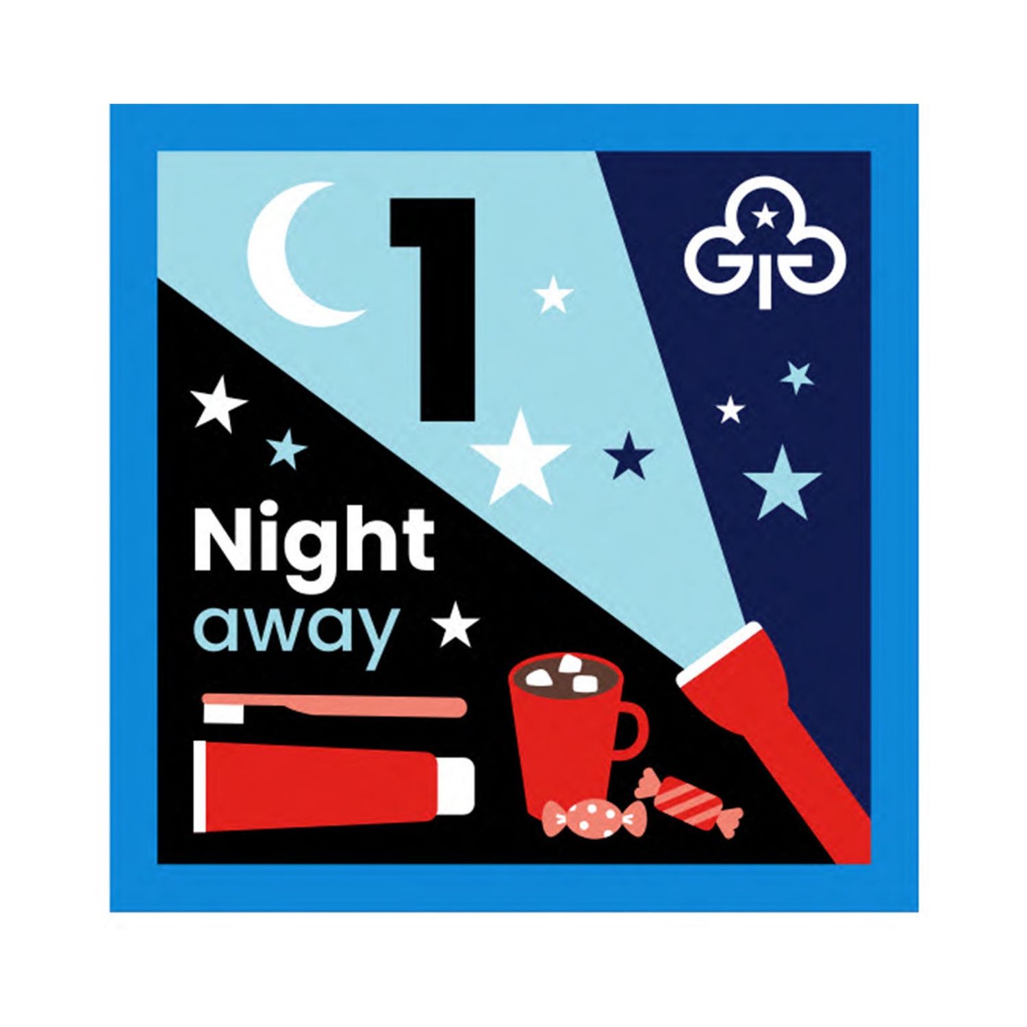 Nights away woven badges, Nights away: 1 night