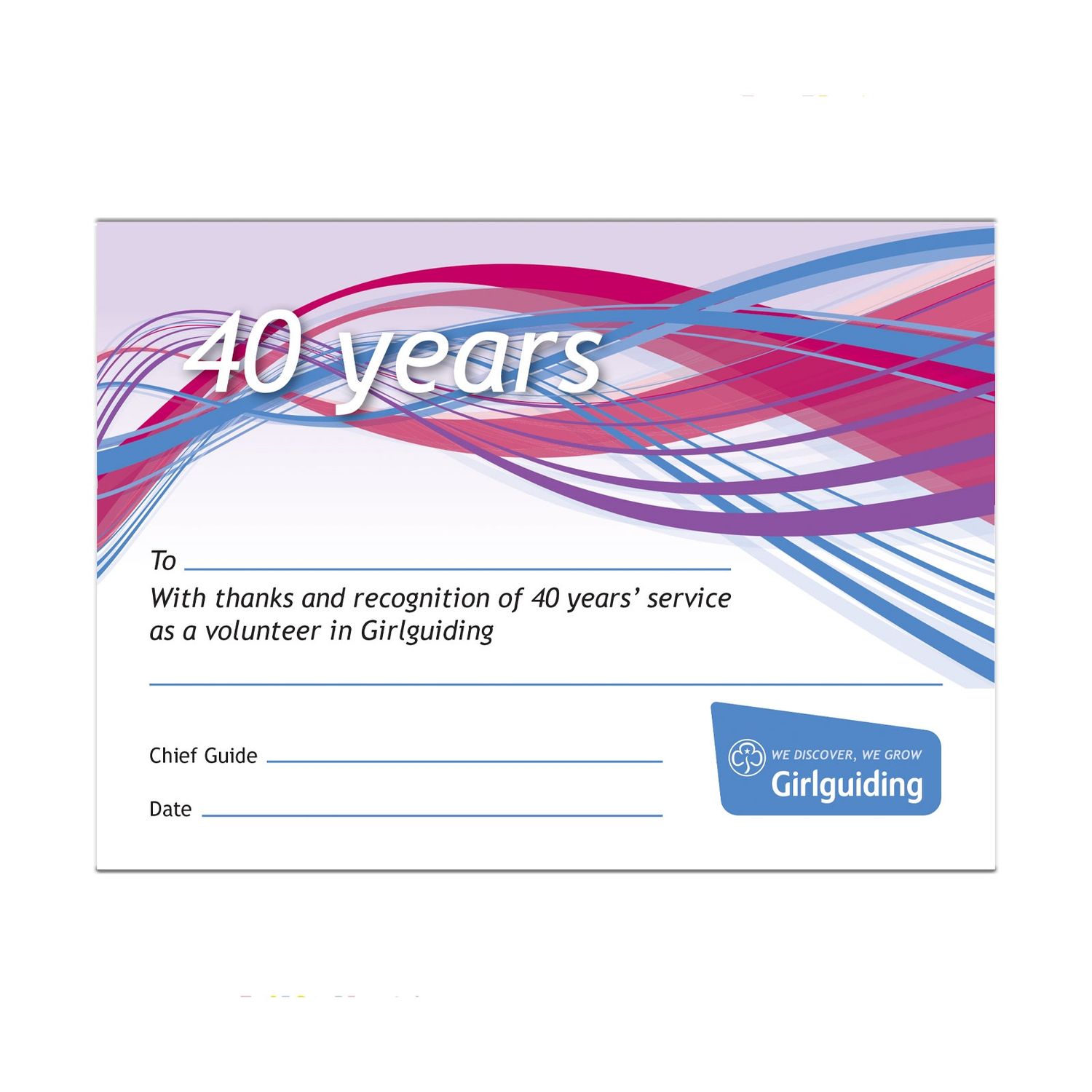 40 year long service, Option: Certificate