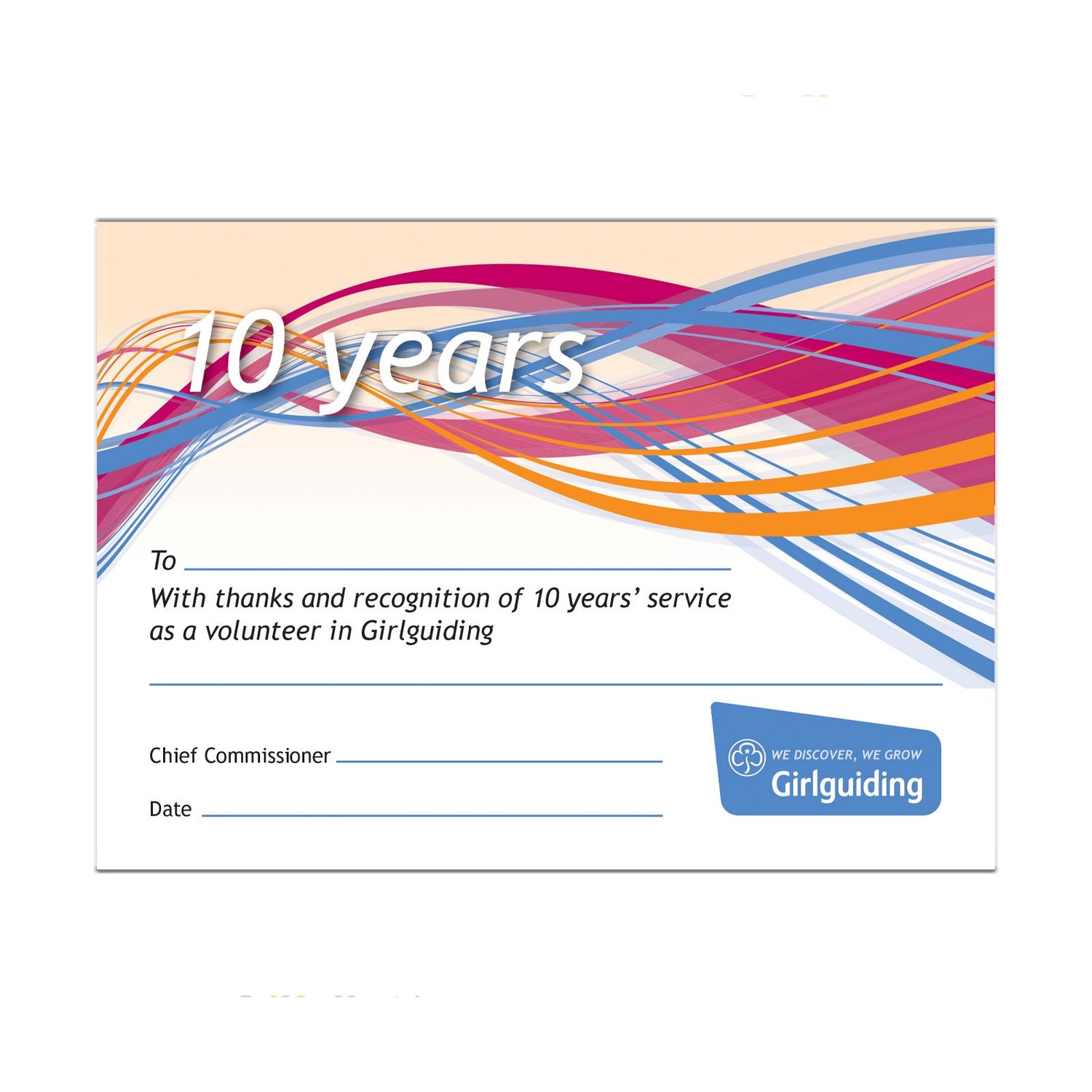 10 year long service, Option: Certificate