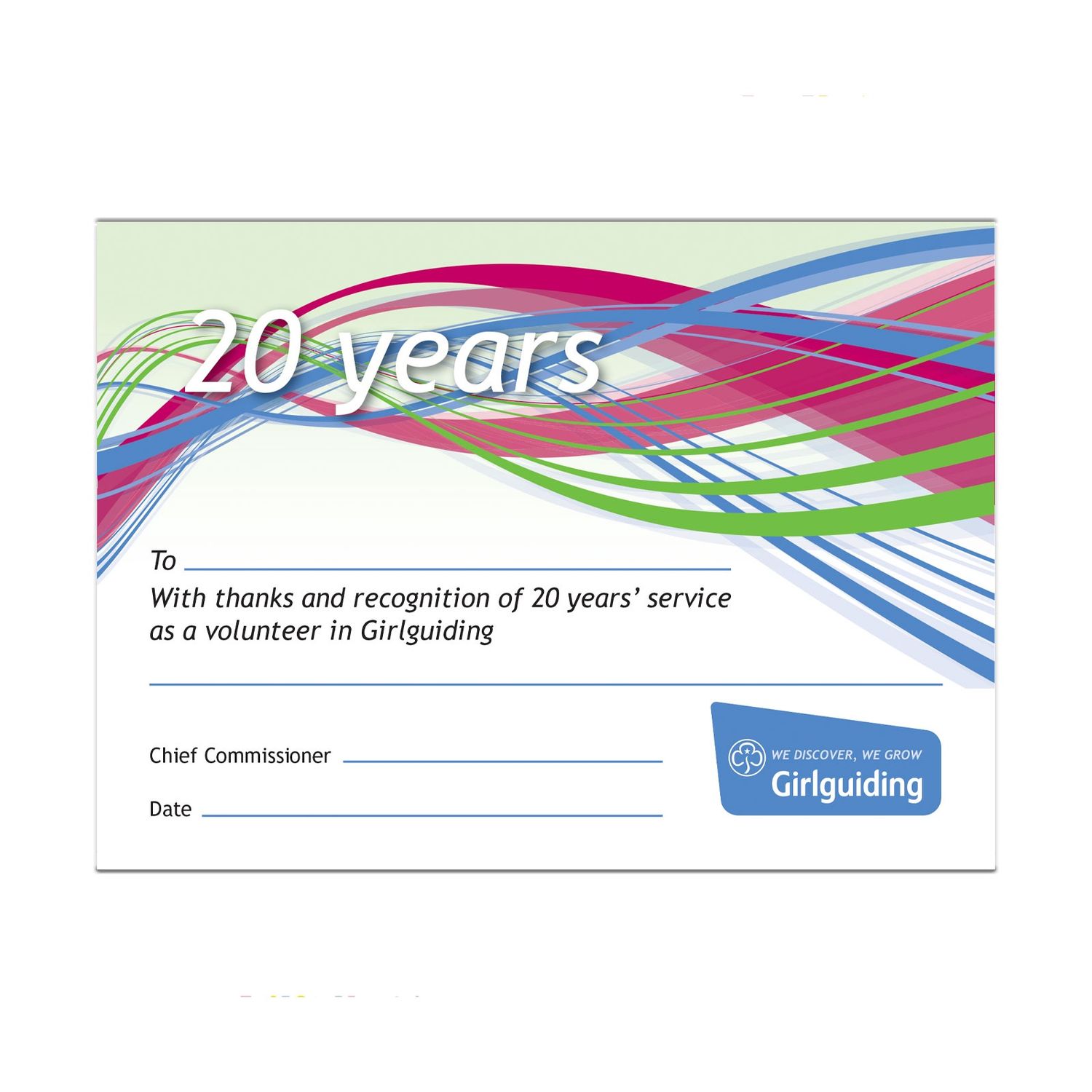 20 year long service, Option: Certificate