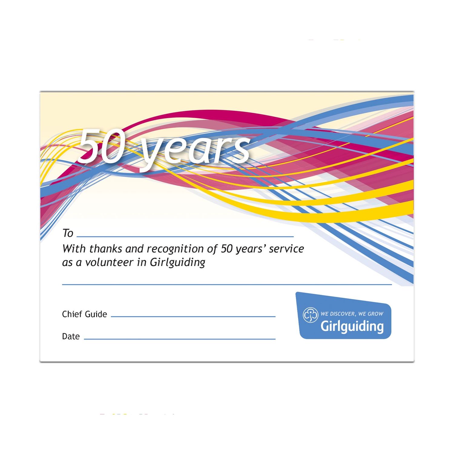 50 year long service, Option: Certificate
