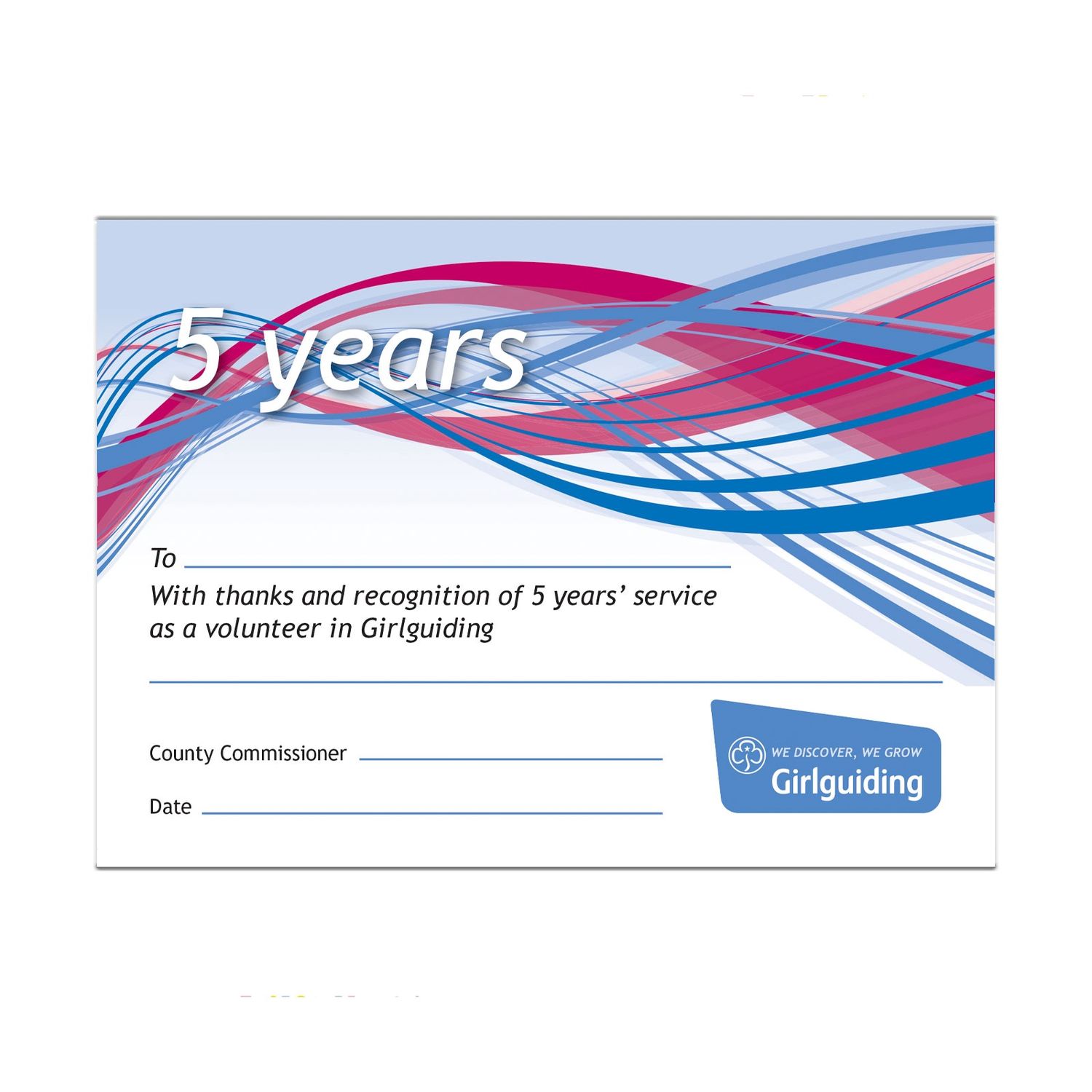 5 year long service, Option: Certificate