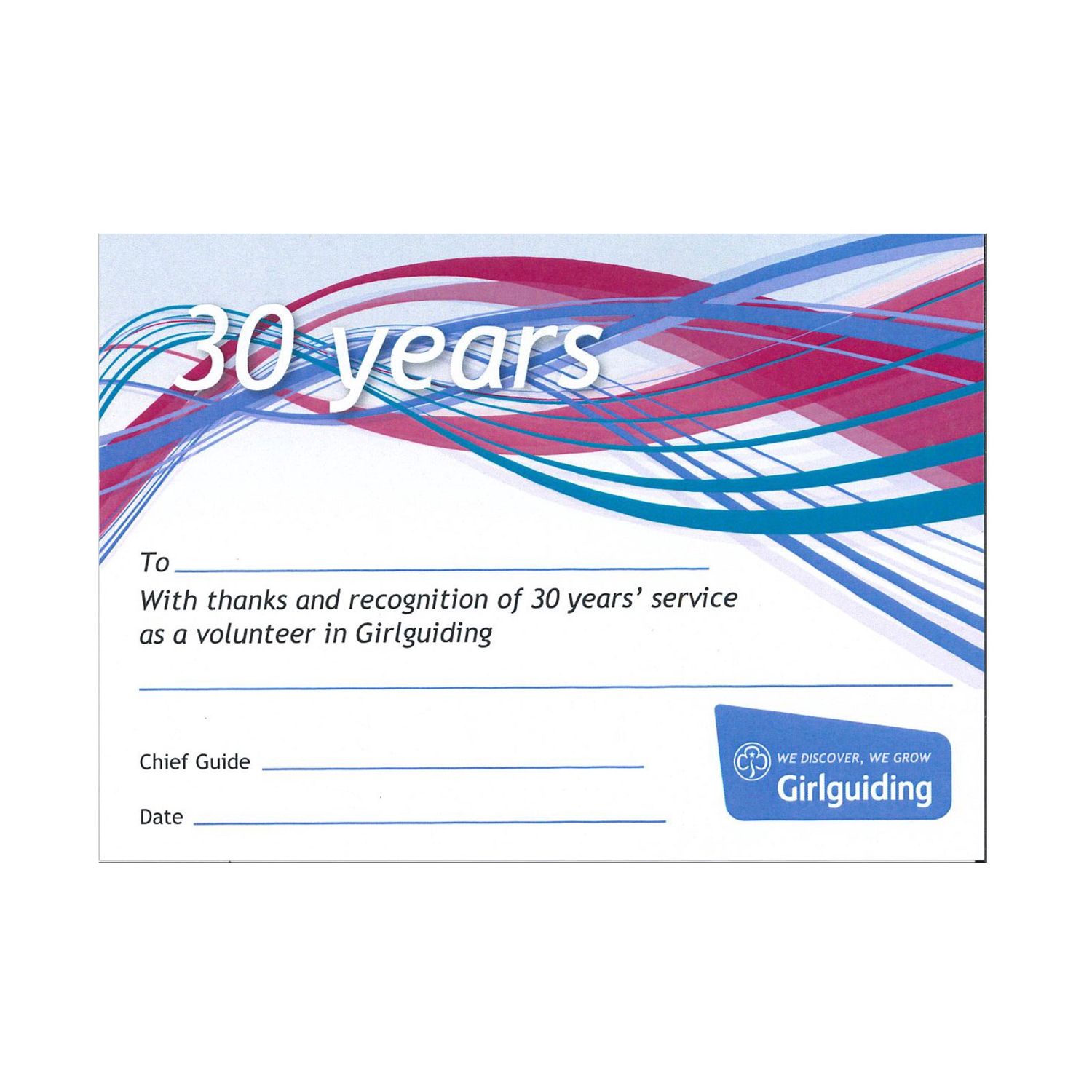 30 year long service, Option: Certificate