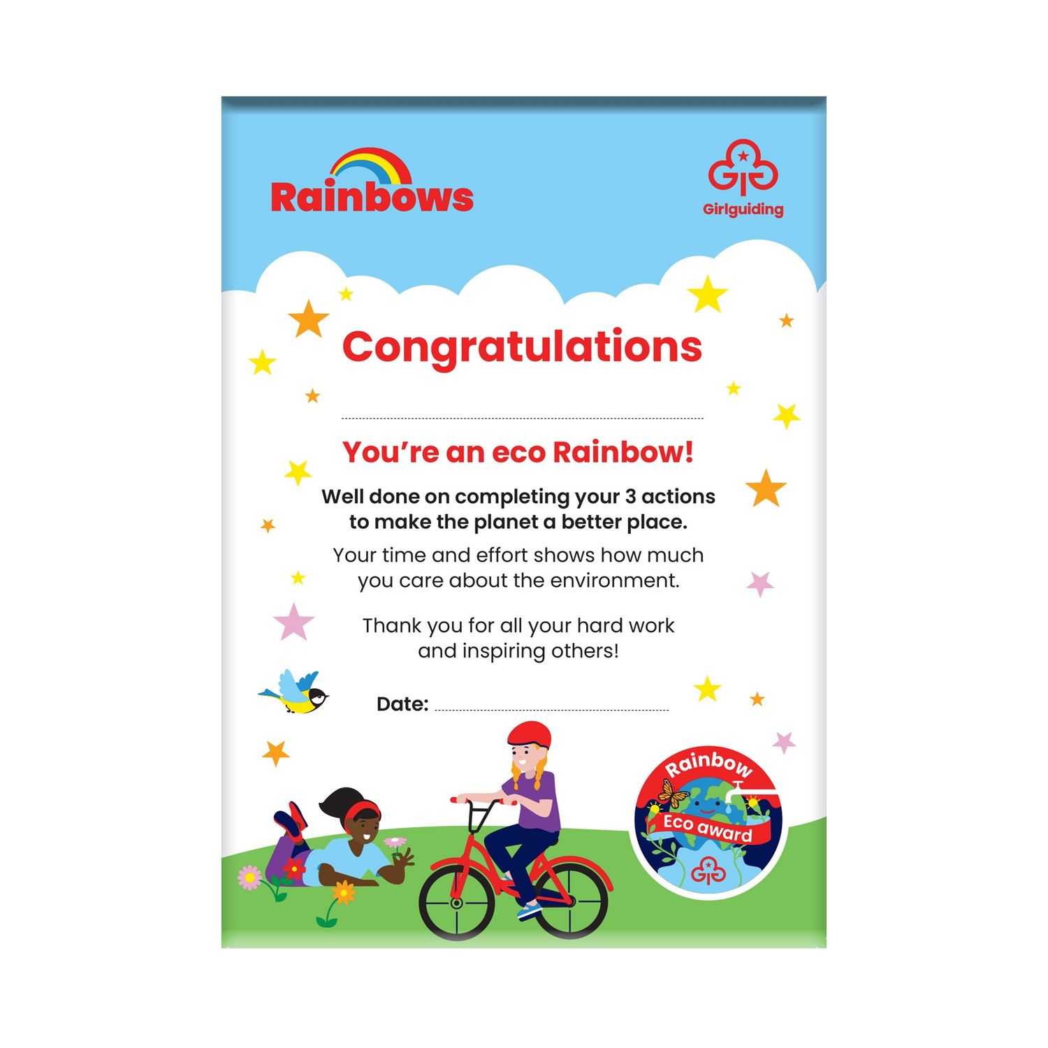 Rainbows eco award, Option: Certificate