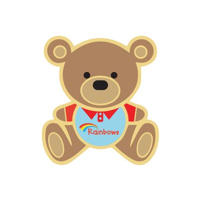 Rainbows teddy pin badge