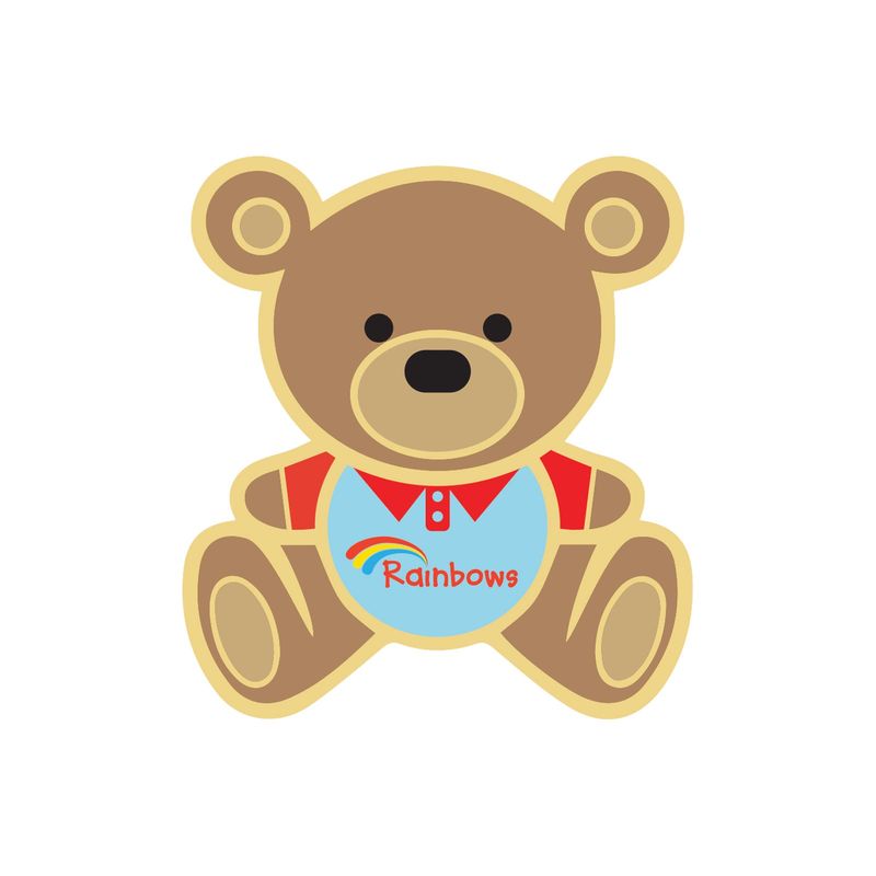 Rainbows teddy pin badge