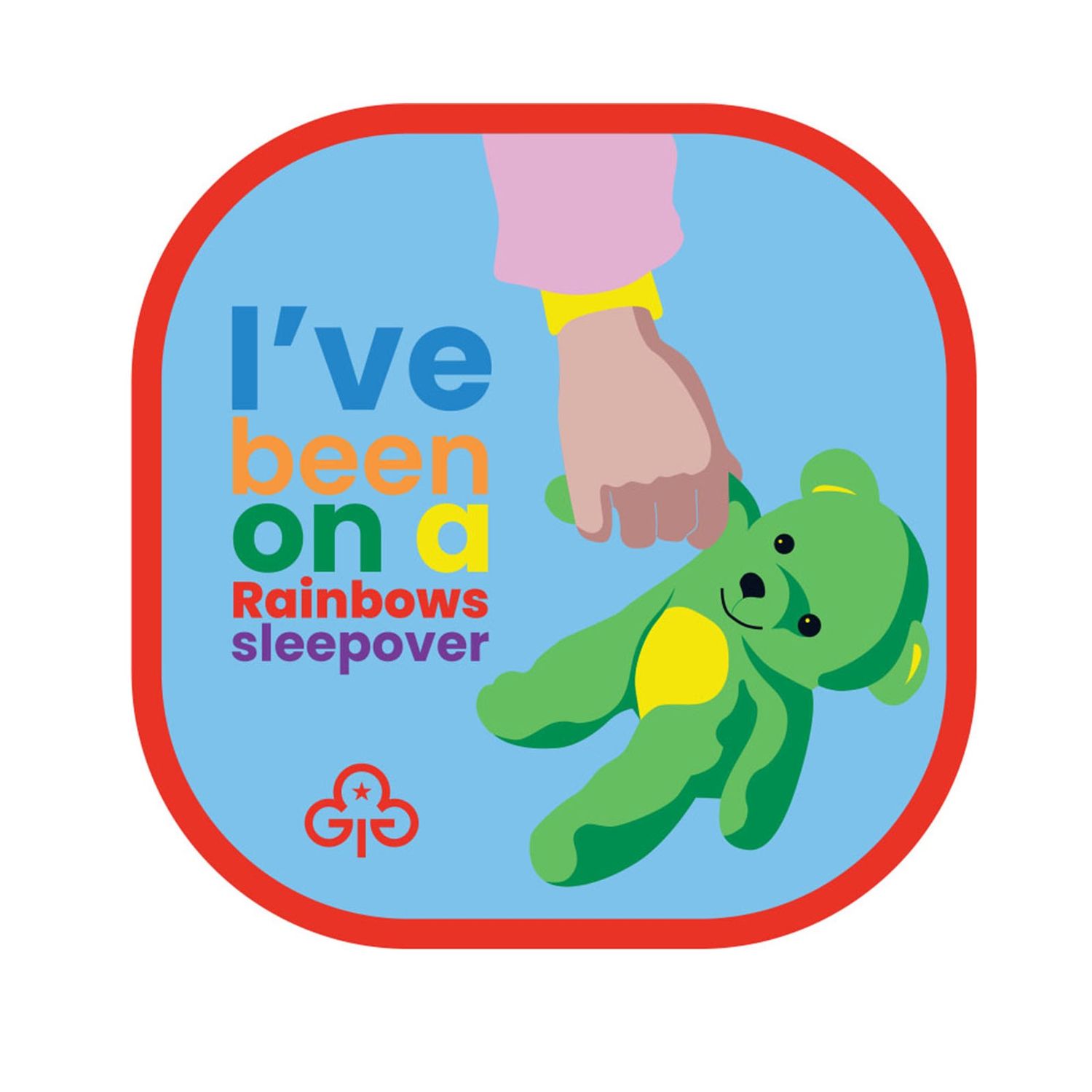 Rainbows I&#39;ve been on a sleepover woven badge