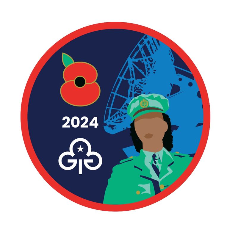 Remembrance poppy woven badge and info card 2024