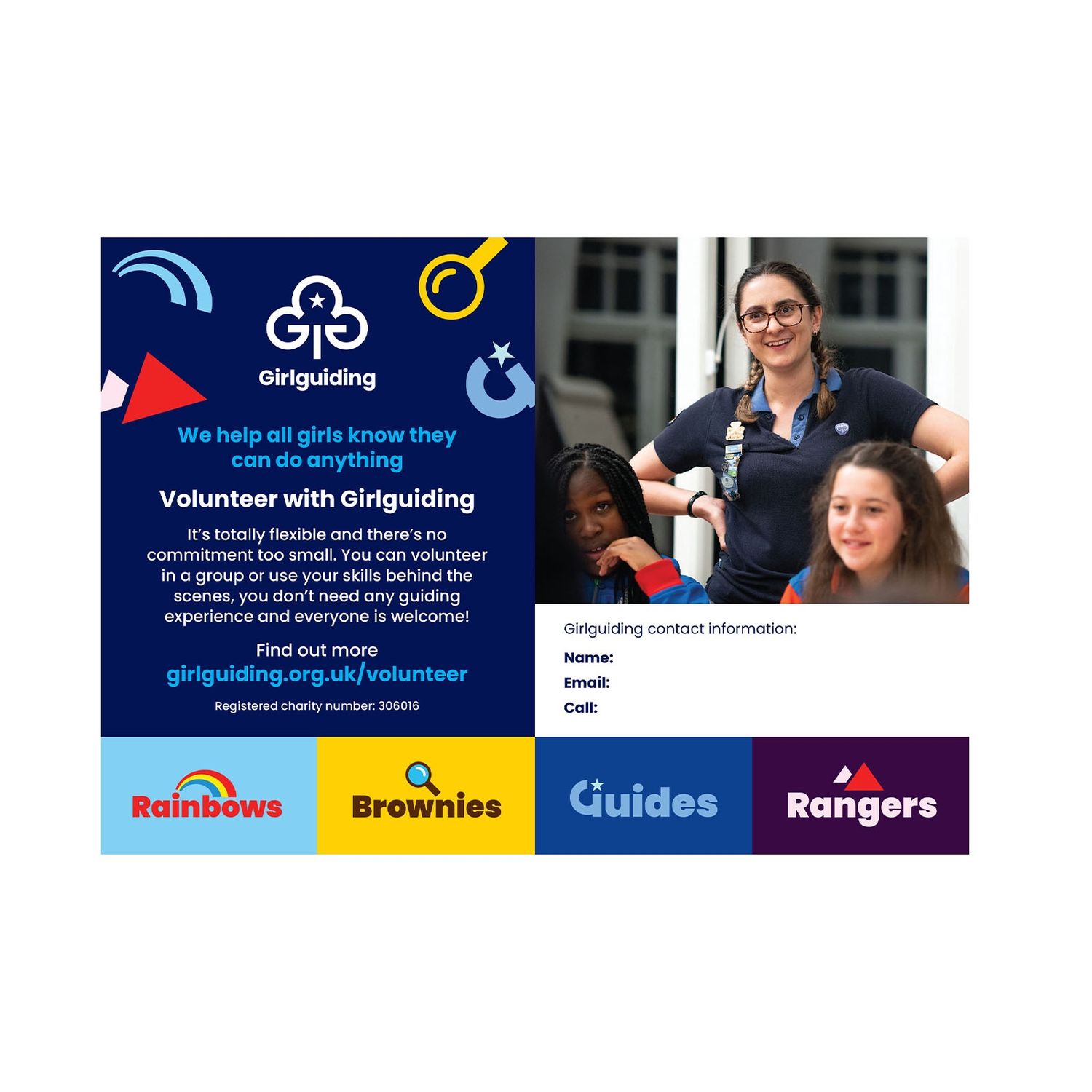 Volunteer with Girlguiding postcards (50 pack)