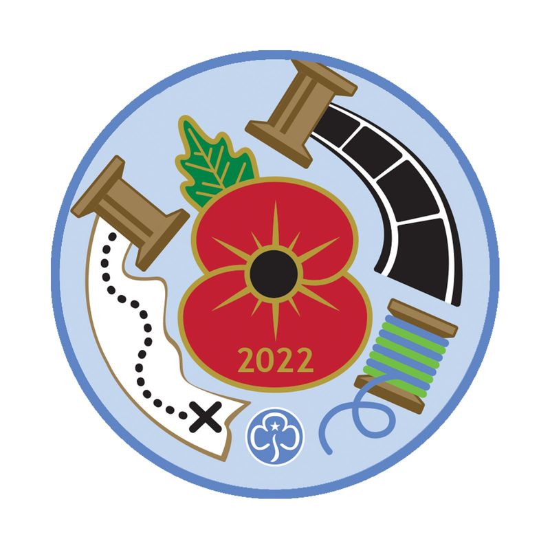 Remembrance poppy woven badge and info card 2022 (old trefoil)