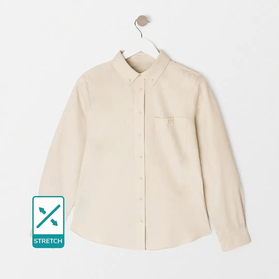 Adult/network long sleeve uniform blouse with stretch