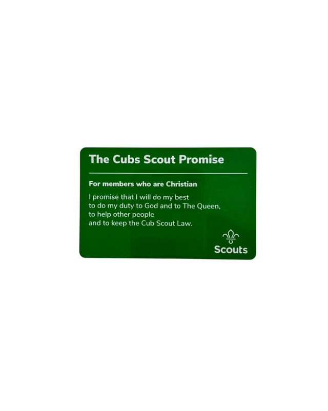 Cub Scouts promise card - christian