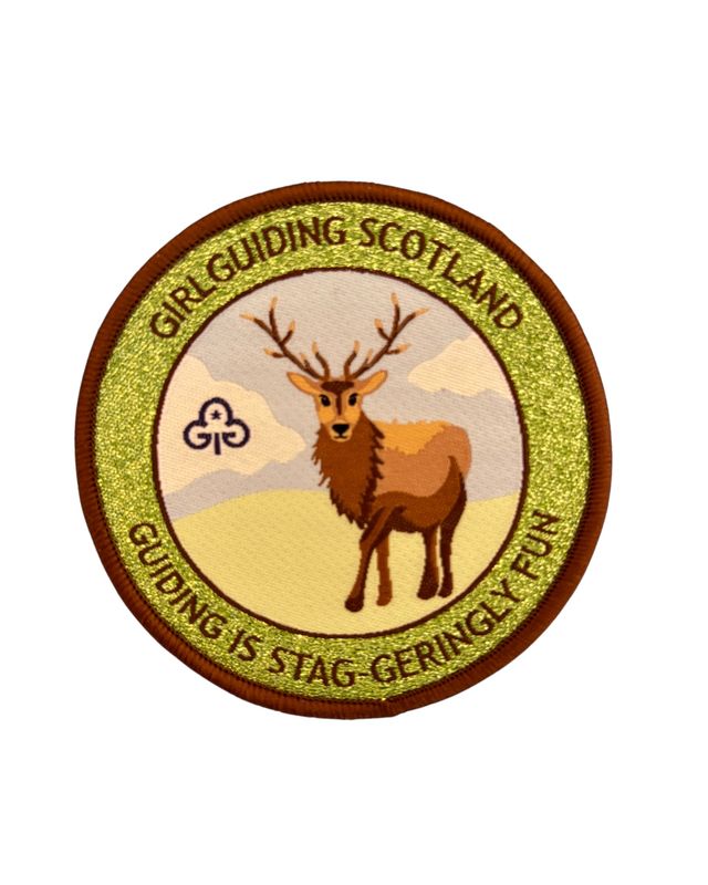 GGS guiding is stag-geringly fun woven badge