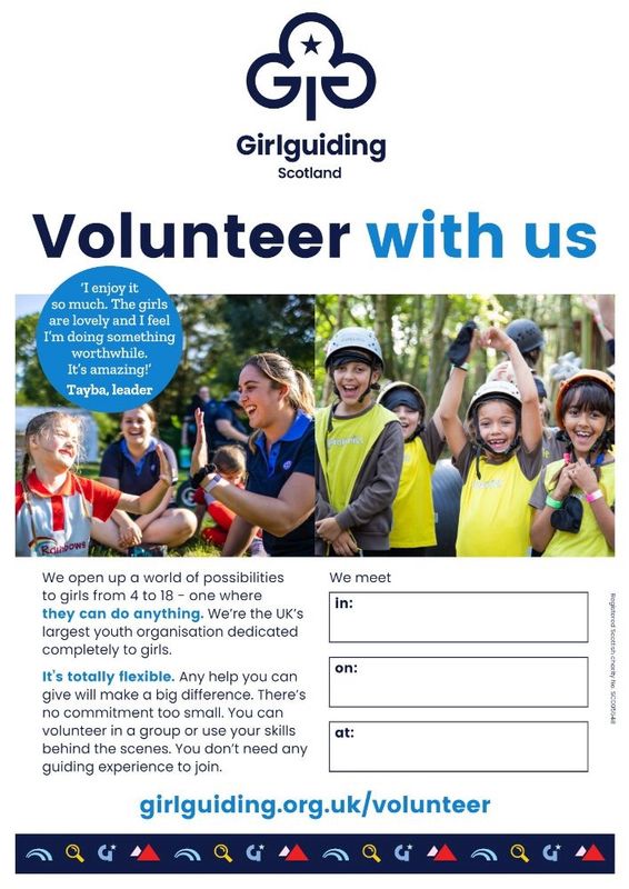 Girlguiding Scotland volunteer with us poster