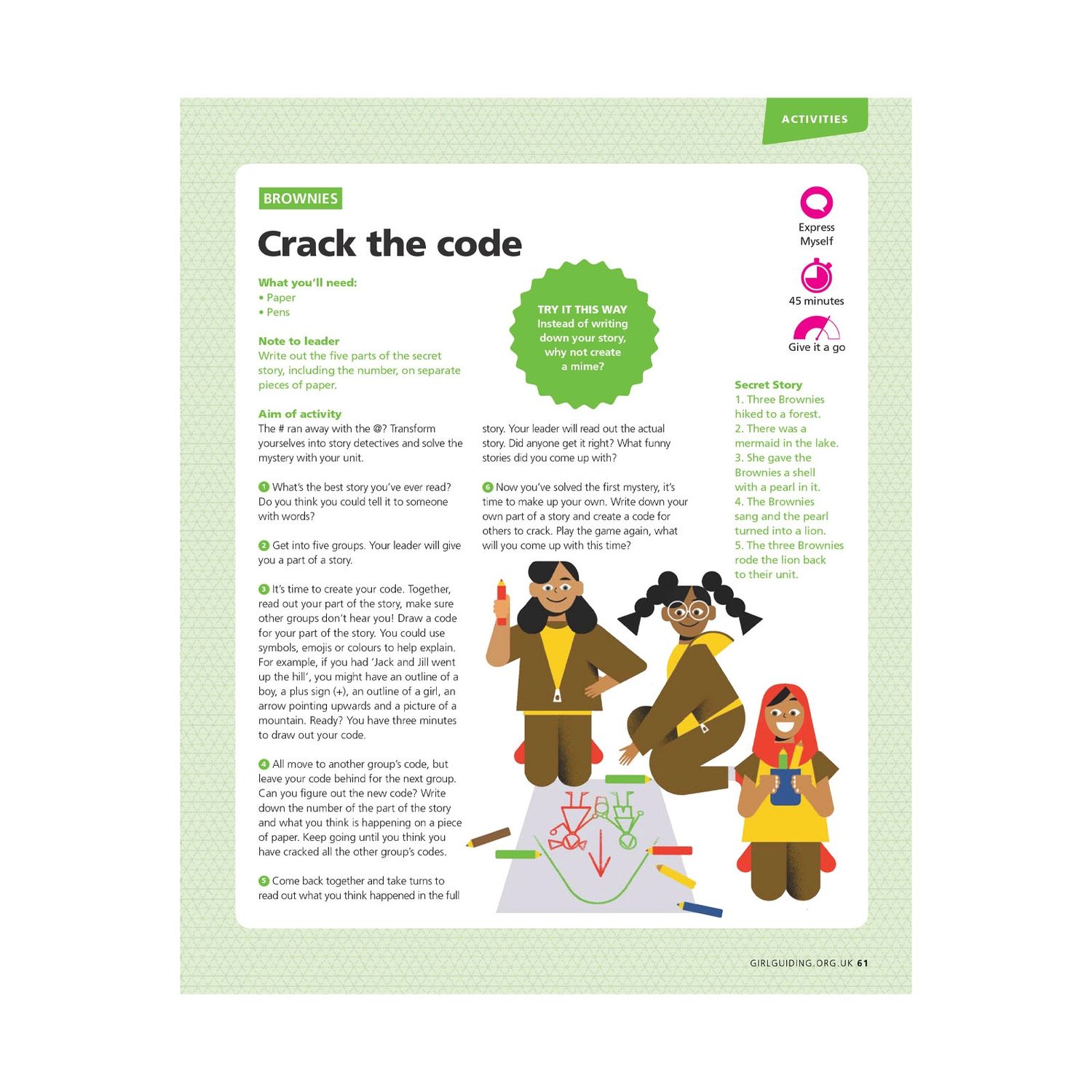 Brownies UMA - express myself - crack the code