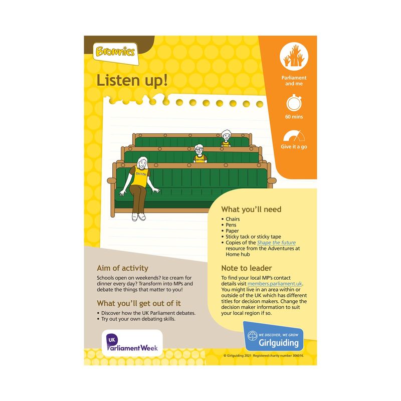 Brownies UMA - take action - parliament week - listen up!