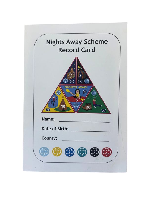 GGS nights away record card