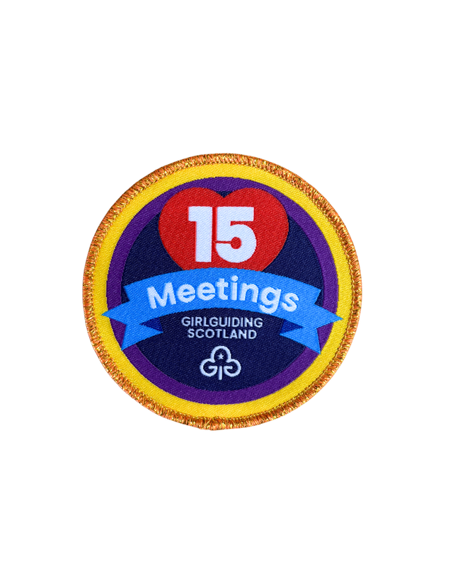 Girlguiding Scotland first 15 meetings woven badge