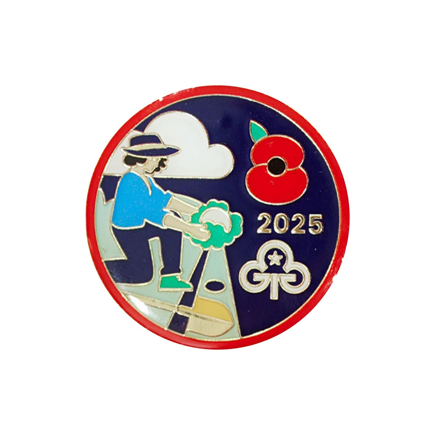 Remembrance poppy metal badge 2025