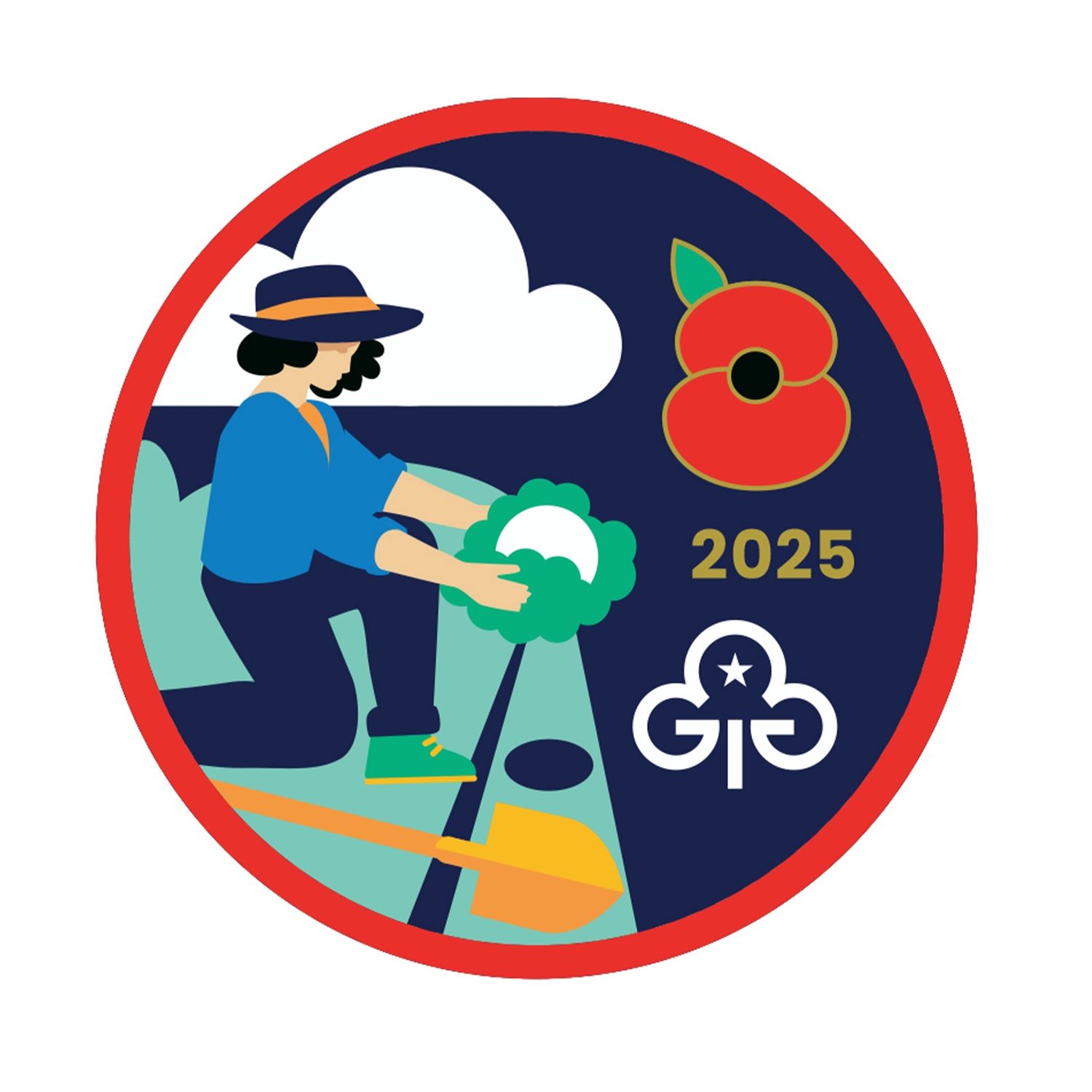 Remembrance poppy woven badge and card 2025