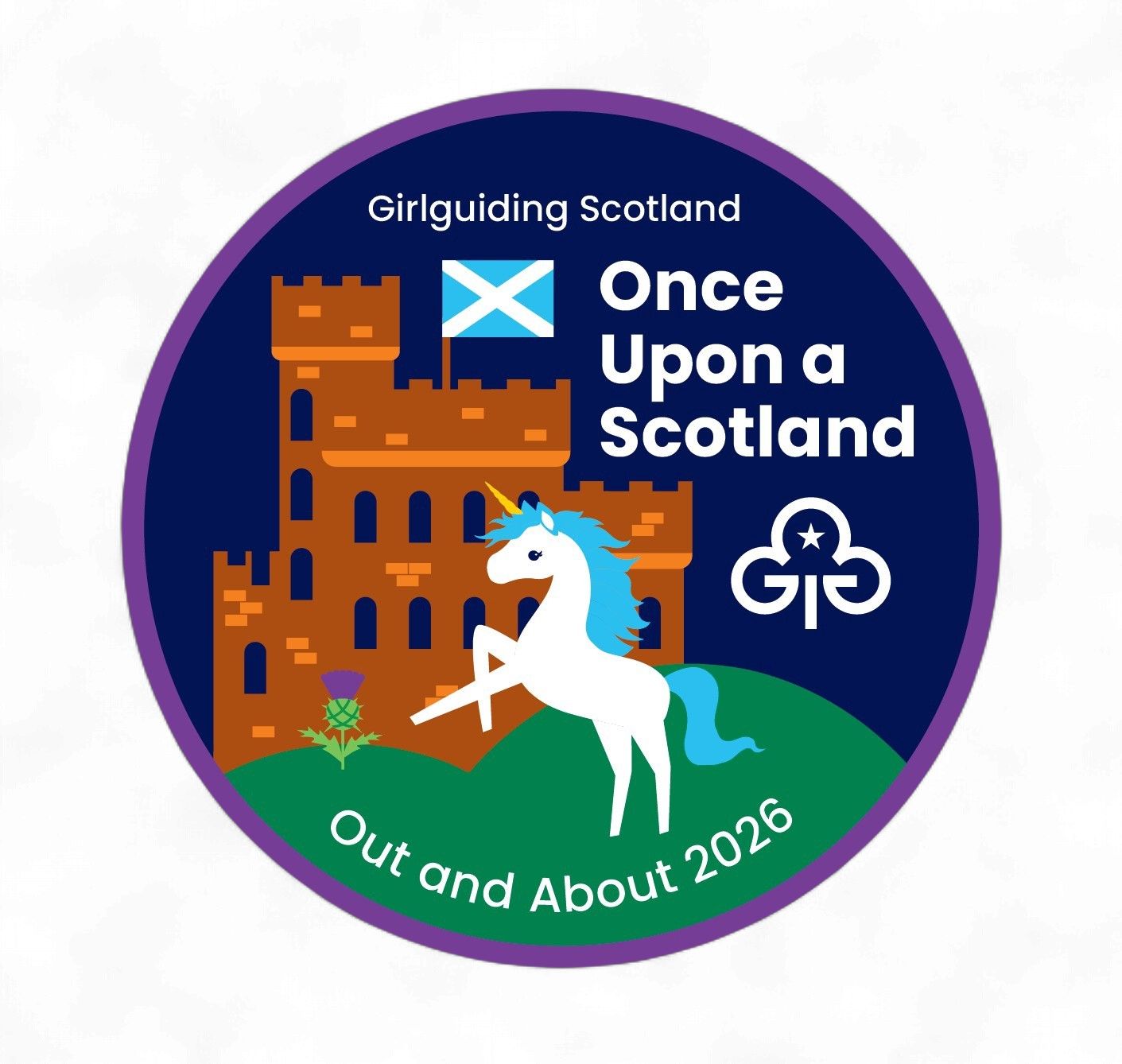 GGS Out and About 2026 once upon a Scotland woven badge