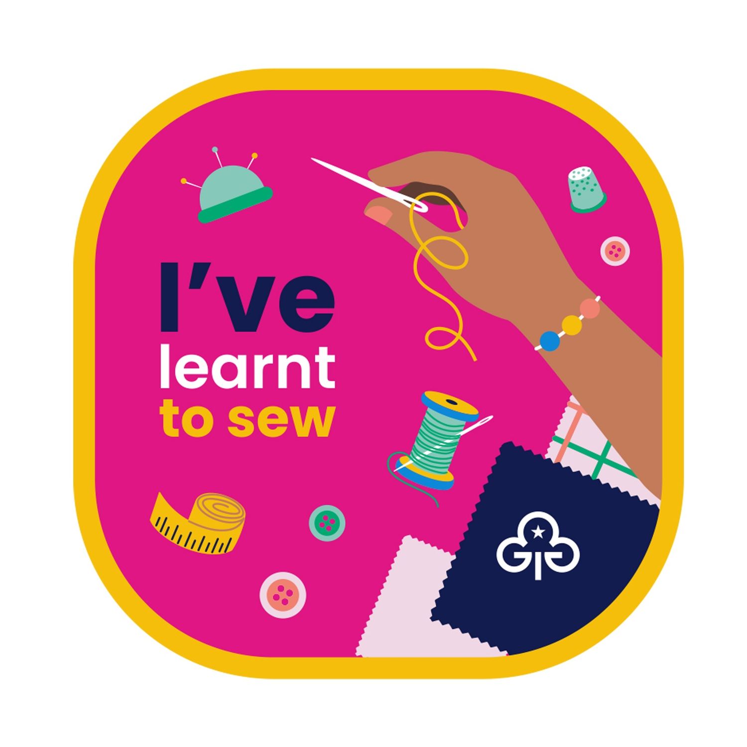 I've learnt to sew woven badge