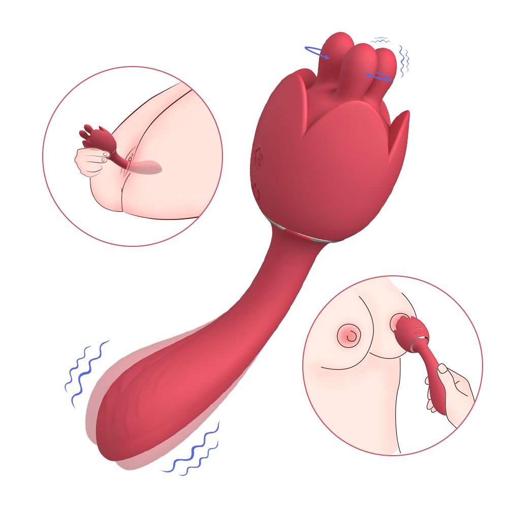 Tattum Pro Triple Vibrating Licking Rose