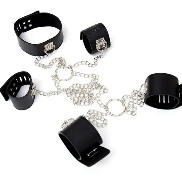 BDSM Leather Bondage Chain Restraint Gear Set BDSM Leather Bondage Chain Restraint Gear Set