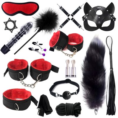 Red Exotica Couples Fun Bondage & Toy Set ( 20 Pieces)