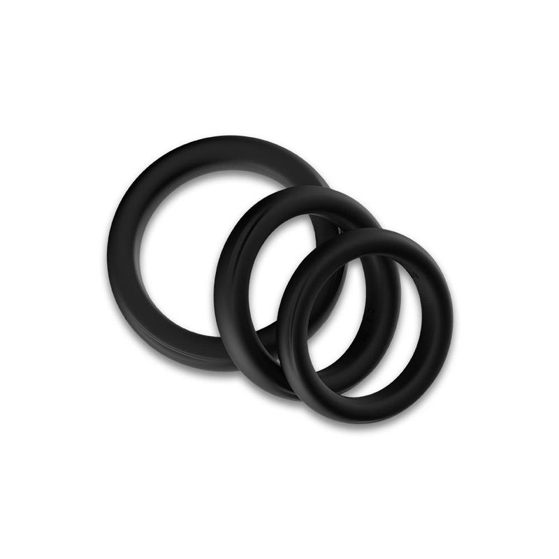 Black Stretchy Silicone Cock Ring (3 Pack)