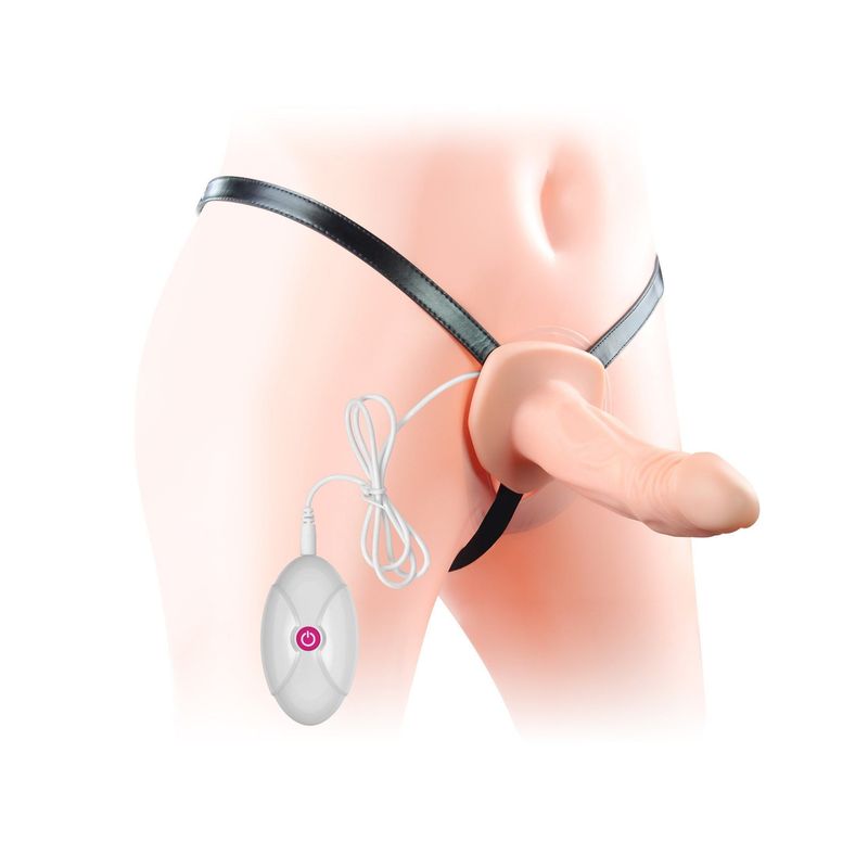 Unisex Strap On with a Vibrating Dildo and Remote