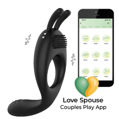 Pleasure&quot; Rise  App Controlled Rabbit Cock Ring
