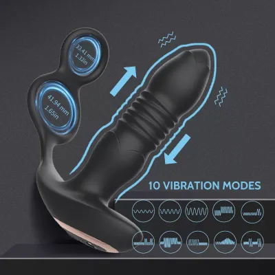 2 in 1 Thrusting Cock Ring Anal Pleaser + Remote Control