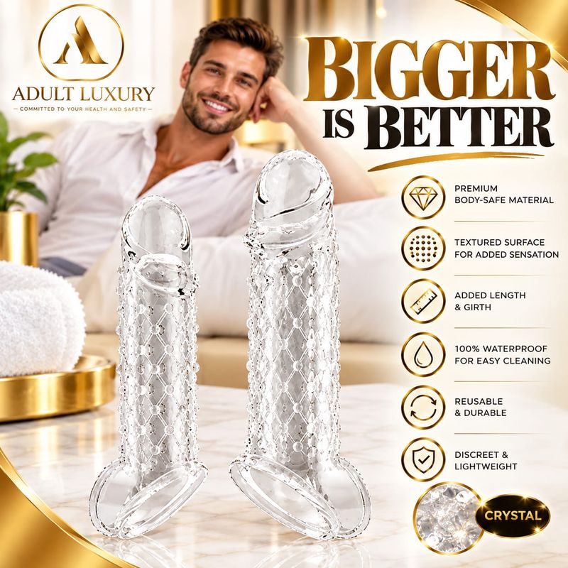 Transparent Textured Penis Sleeve – Stretchable Penis Extension