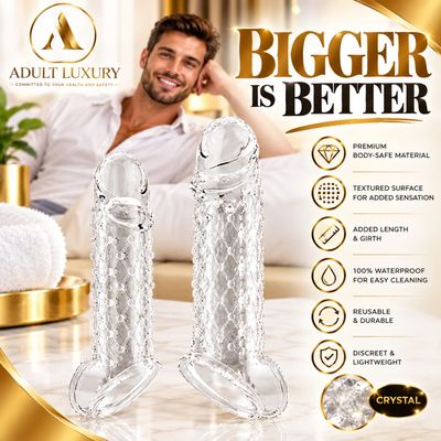 Transparent Textured Penis Sleeve – Stretchable Penis Extension