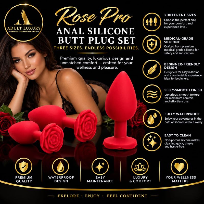 Rosebud Pro Anal Silicone Premium Butt Plug Set